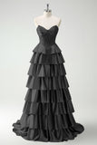 Burgundy Princess Sweetheart Beaded Tiered Corset Long Prom Dress with Slit