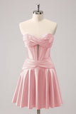 Fuchsia A-Line Sweetheart Corset Short Homecoming Dress