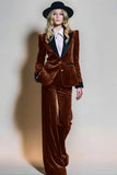 Burgundy 2 Piece Velvet Peak Lapel Single Breasted Prom Suits