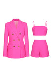 Fuchsia 3 Piece Double Breasted Women Ball Suits