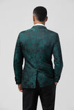 Dark Green Jacquard Peak Lapel 2 Pieces Men's Prom Suits