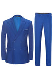 Men's Blue 2-Piece Double Breasted Wedding Suits