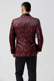 Red 2 Pieces Jacquard Shawl Lapel Men's Wedding Suits