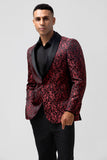 Red 2 Pieces Jacquard Shawl Lapel Men's Wedding Suits