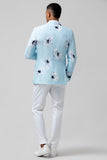 Light Blue Peak Lapel One Button 2 Piece Floral Men's Prom Suits