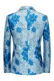 Pink Flower Jacquard Notched Lapel Men's Blazer