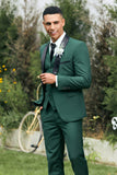 Dark Green Shawl Lapel 3-Pieces Slim Fit Men's Suits