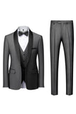 Black Shawl Lapel 3-Pieces Slim Fit Men's Suits