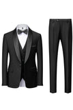 Black Shawl Lapel 3-Pieces Slim Fit Men's Suits