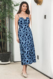 Blue Black Floral Maxi Boho Party Dress