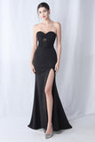 Black Mermaid Sweetheart Long Formal Dress with Slit