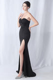 Black Mermaid Sweetheart Long Formal Dress with Slit