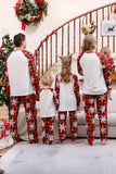 Red Plaid Matching Family Christmas Pajamas with Snowflake