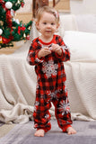 Red Plaid Matching Family Christmas Pajamas with Snowflake