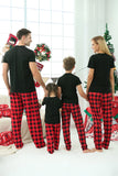 Black & Red Plaid Family Christmas Pajamas with Short Sleeves