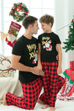 Black & Red Plaid Family Christmas Pajamas with Short Sleeves