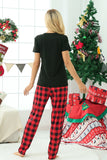 Black & Red Plaid Family Christmas Pajamas with Short Sleeves