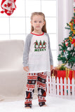 Print Grey Long Sleeves Matching Family Christmas Pajamas