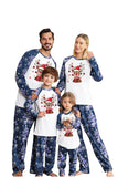 Blue Print Long Sleeves Family Christmas Pajamas