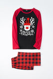 Red Plaid Christmas Fmaily Print Pajamas Sets with Dog