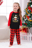 Red Plaid Christmas Fmaily Print Pajamas Sets with Dog