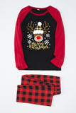 Red Plaid Christmas Fmaily Print Pajamas Sets with Dog