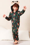 Dark Green Printed Family Christmas One Piece Pajamas