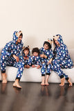 Snowman Print Blue Family Matching Christmas One Piece Pajamas