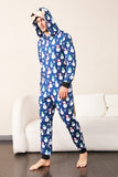 Snowman Print Blue Family Matching Christmas One Piece Pajamas