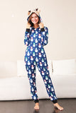 Snowman Print Blue Family Matching Christmas One Piece Pajamas