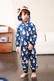 Snowman Print Blue Family Matching Christmas One Piece Pajamas