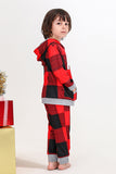 Christmas Family Red Grid Bear Print Pajamas Set