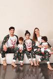 Dark Green Deer Christmas Family Pajamas Set