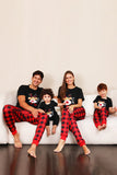 Red Plaid Christmas Family Matching Pajamas Set with Short Sleeves