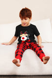 Red Plaid Christmas Family Matching Pajamas Set with Short Sleeves