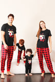 Red Plaid Christmas Family Matching Pajamas Set with Short Sleeves