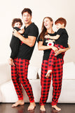 Red Plaid Christmas Family Matching Pajamas Set with Short Sleeves