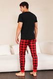 Red Plaid Christmas Family Matching Pajamas Set with Short Sleeves