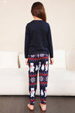 Navy Print Christmas Family Matching Pajamas Set