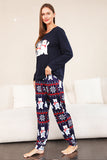 Navy Print Christmas Family Matching Pajamas Set