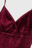 Burgundy Velvet Slip Dresses Mom Daughter Family Matching Outfits