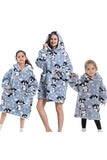 Black Strawberry Family Matching Flannel Oversize Wearable Hoodie Blanket Sweatshirt