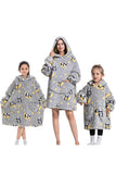 Black Strawberry Family Matching Flannel Oversize Wearable Hoodie Blanket Sweatshirt