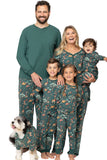 Christmas Family Matching Pajamas Set Green Animal Pattern Print Pajamas