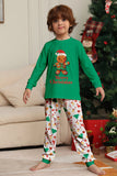 Christmas Family Matching Pajamas Green Santa Claus Print Pajamas Set