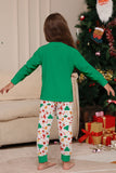 Christmas Family Matching Pajamas Green Santa Claus Print Pajamas Set