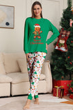 Christmas Family Matching Pajamas Green Santa Claus Print Pajamas Set