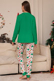 Christmas Family Matching Pajamas Green Santa Claus Print Pajamas Set