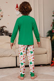 Christmas Family Matching Pajamas Green Santa Claus Print Pajamas Set