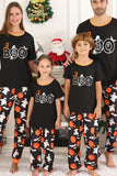 Black Pumpkin Printed Halloween Family Pajamas Set